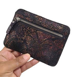 Lodis RFID Metallic Flower Card Holder Zipper Coin Holder